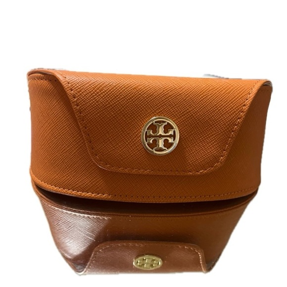 TORY BURCH Sunglasses Case, Curvy, Orange, Saffiano Leather, Suede - Picture 9 of 9